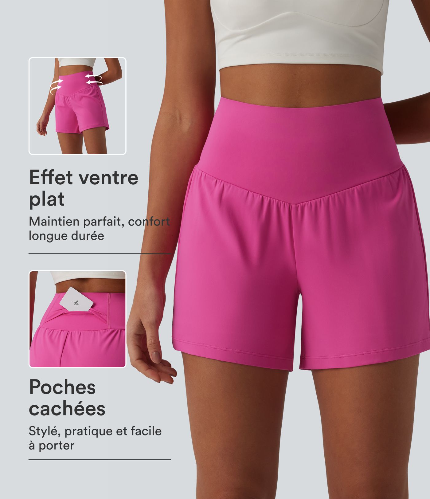 Short de yoga SoftlyZero™ Airy 2-en-1 gainant taille très haute à effet frais InstantCool avec poches, 12,5 cm