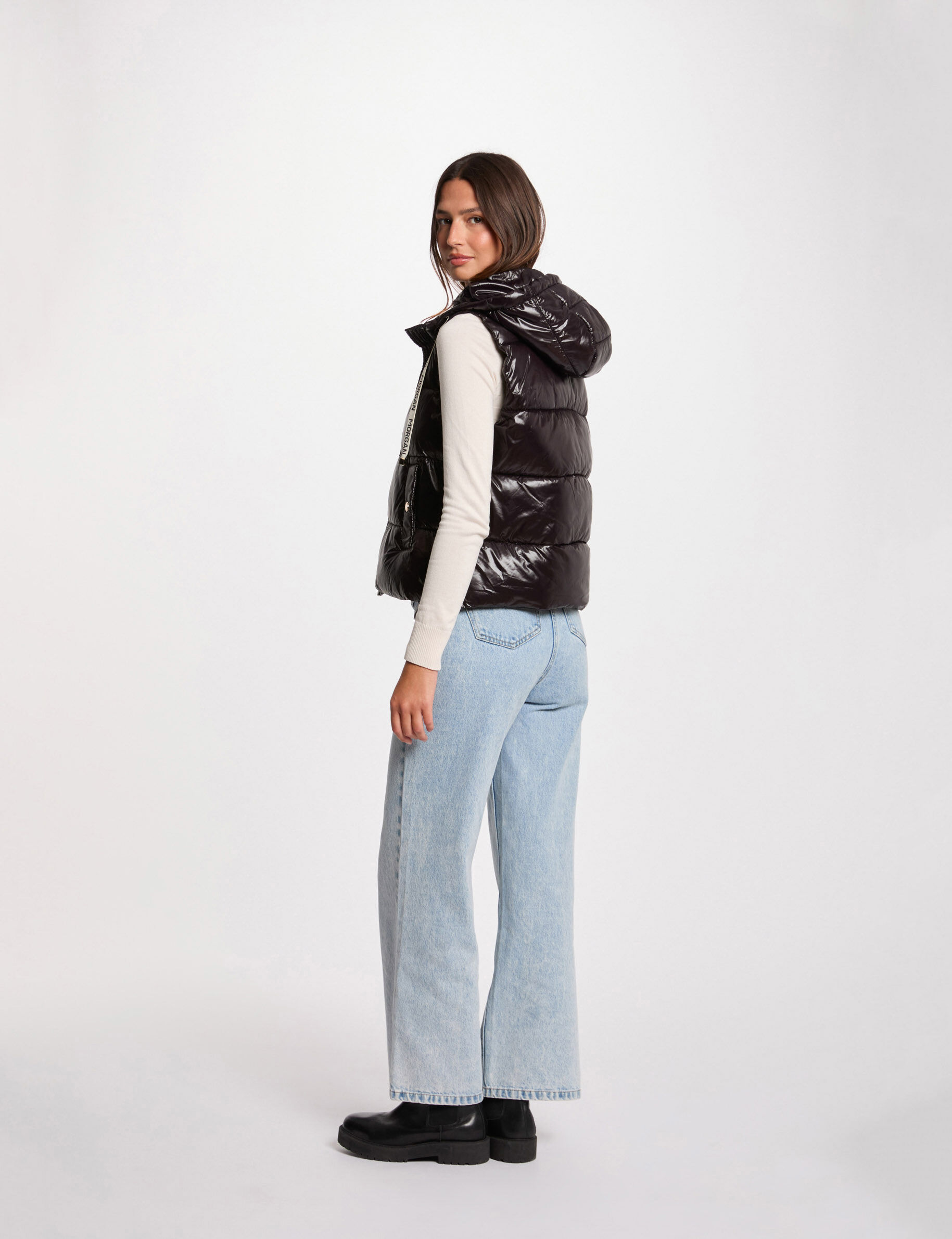 Vinyl-Look Puffer Jacket Black Women