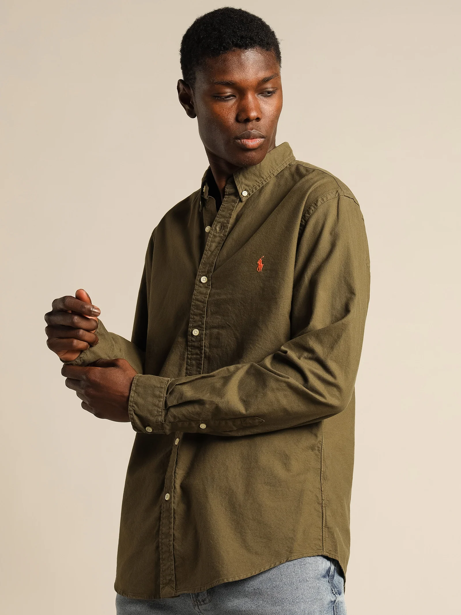 Logo Embroidered Long Sleeve Shirt