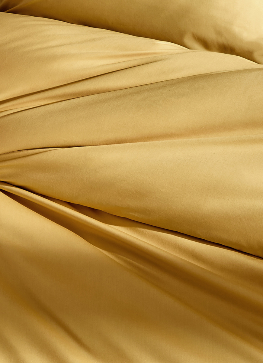 HOUSSE DE COUETTE UNIE EN PERCALE DE COTON MOUTARDE