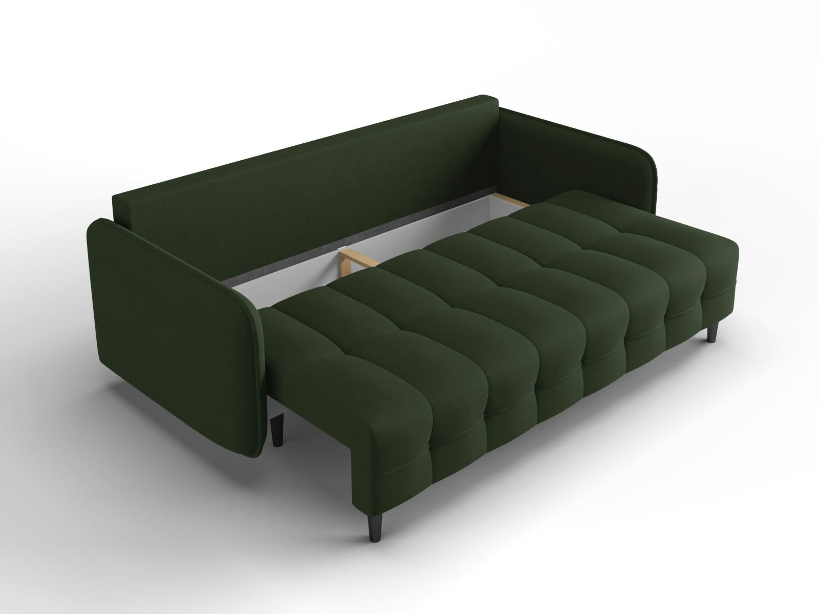 SCALETA - Canapé convertible 3 places en tissu structuré vert foncé