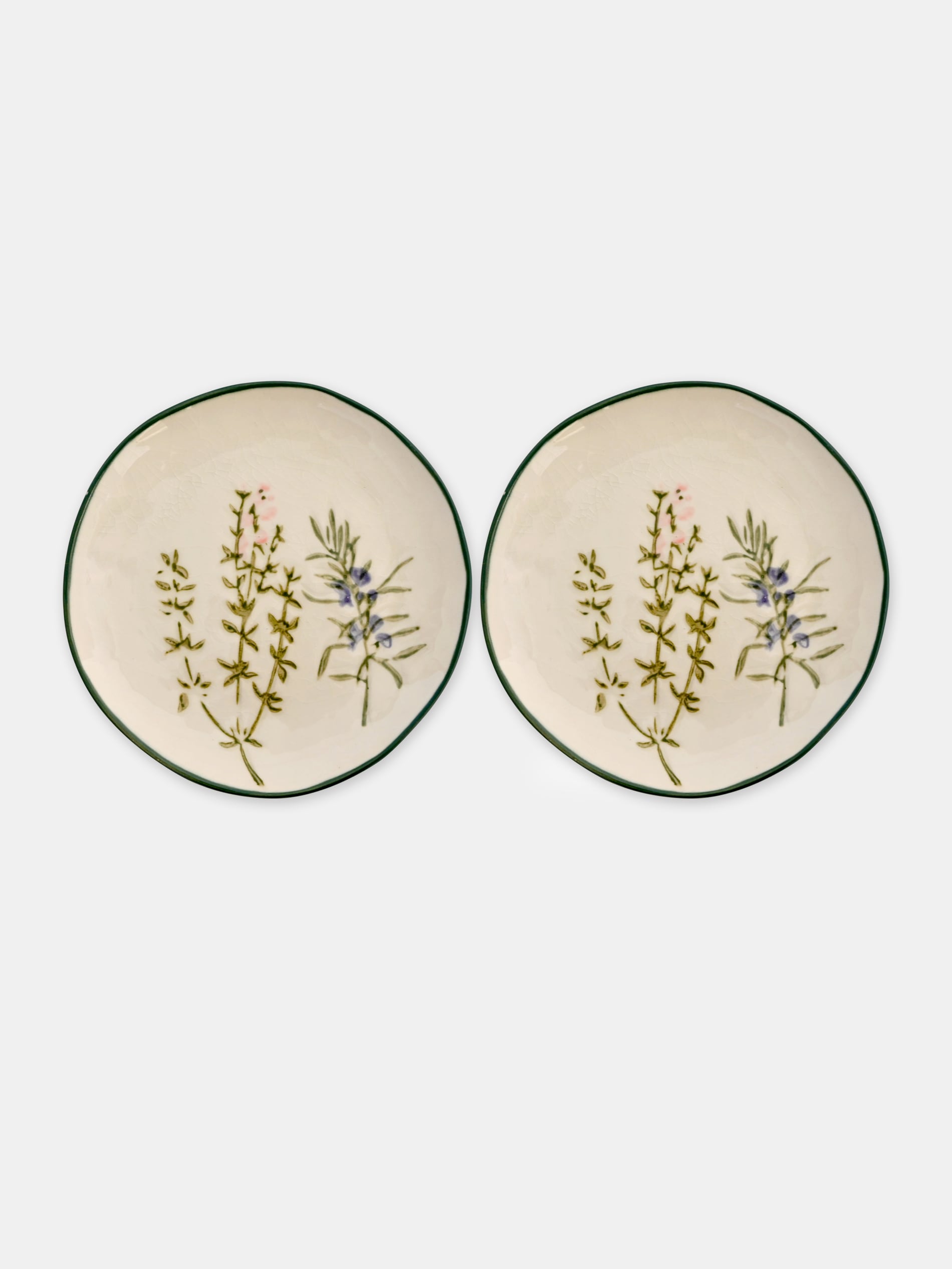 Ręcznie malowane talerze ceramiczne z efektem popękanego szkliwa 2 pack