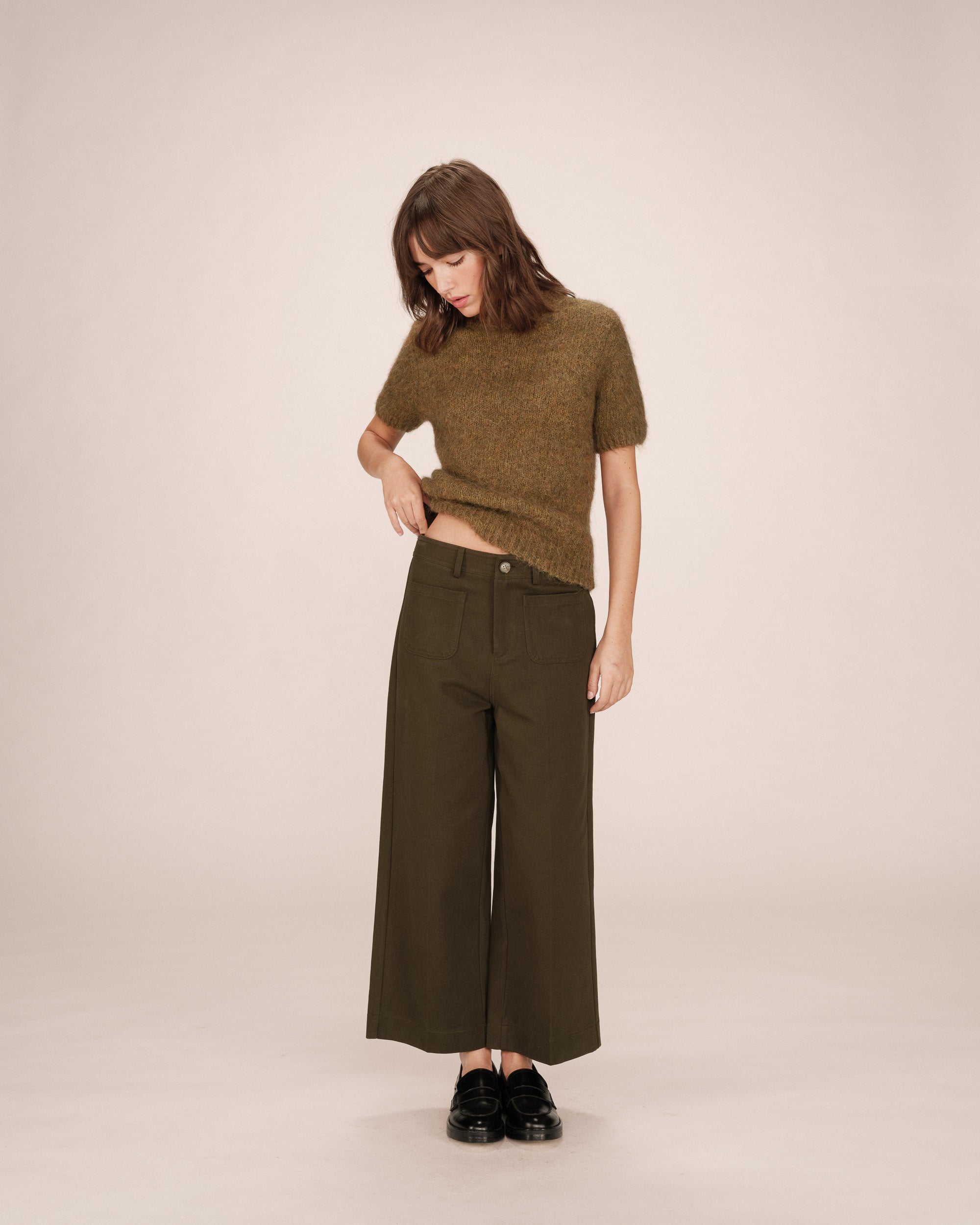 Pantalon droit 7/8e vert foret Sole
