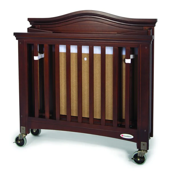 Foundations Royale Folding Compact Crib in Antique Cherry