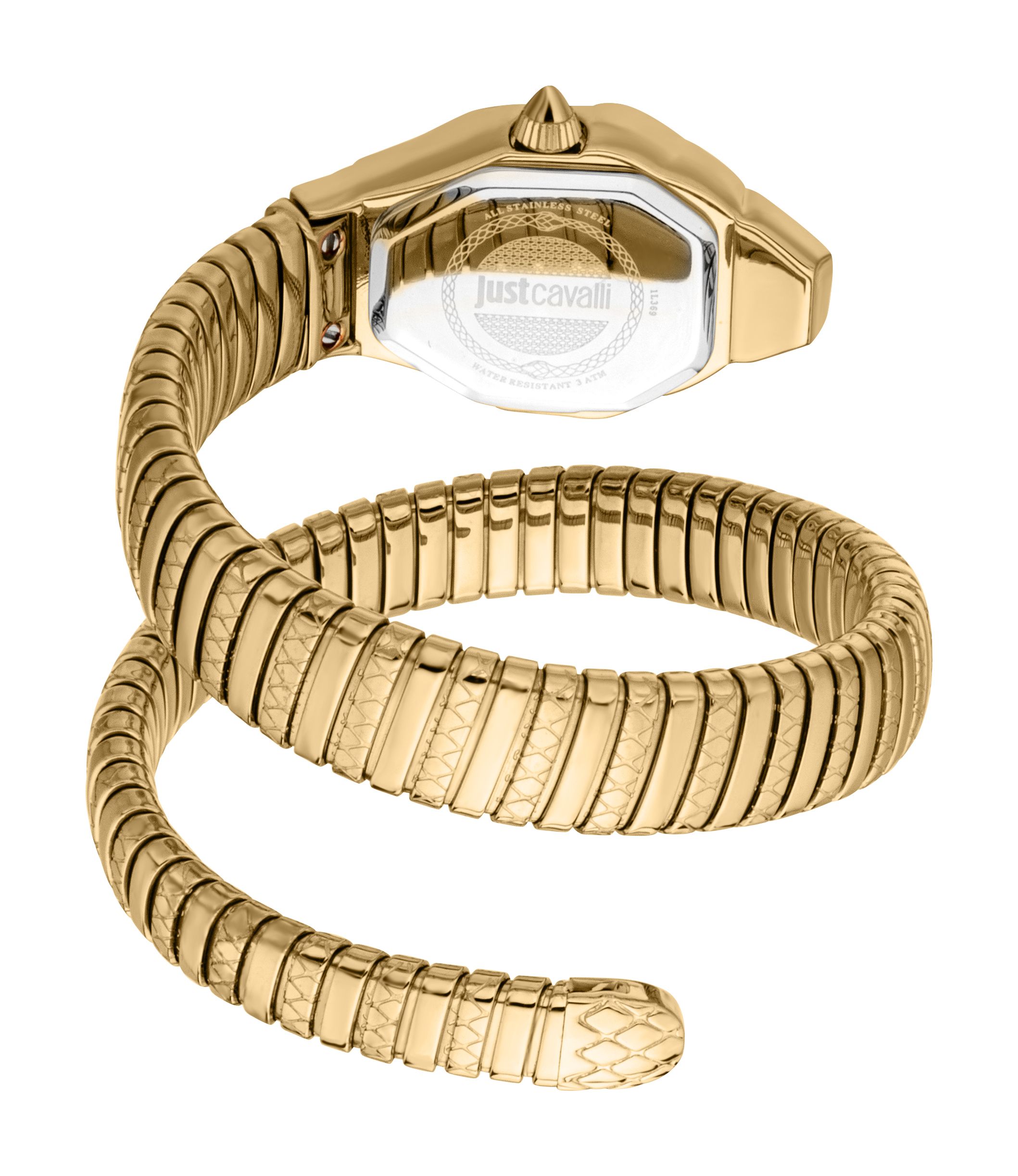 Just Cavalli Signature Snake Aria Fashion Watch Yellow Gold Champagne JC1L369M0045
