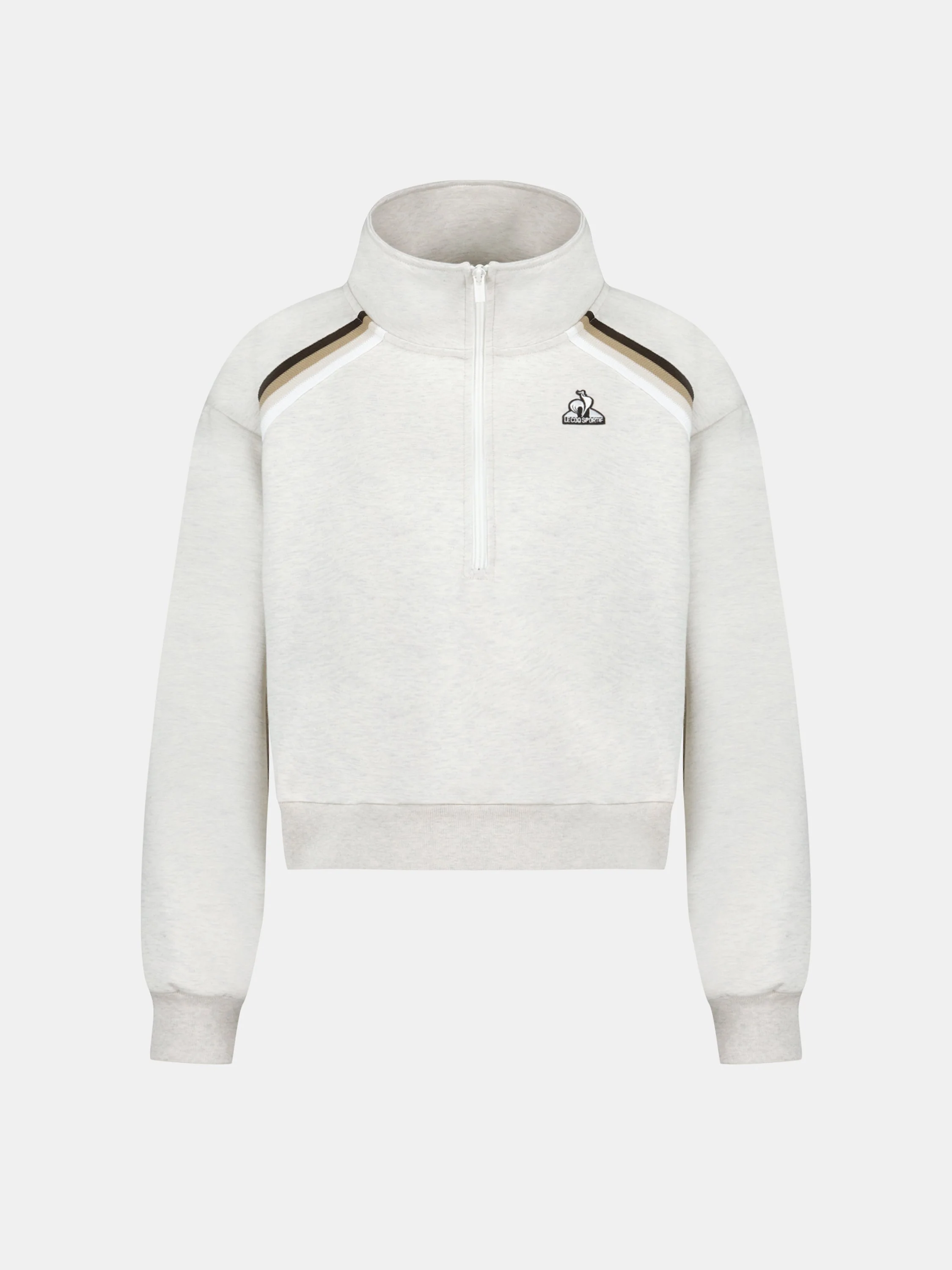 Sweat à col montant demi-zippé et bandes rayées épaules