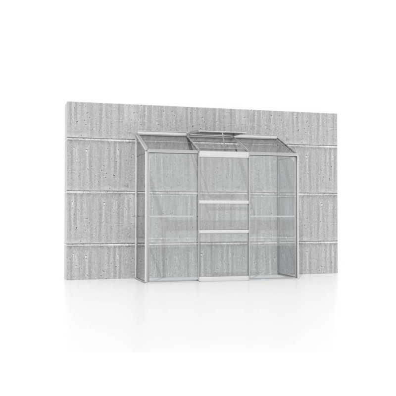 Serre adossée en verre Styx aluminium anodisé 1,3 m² VITAVIA
