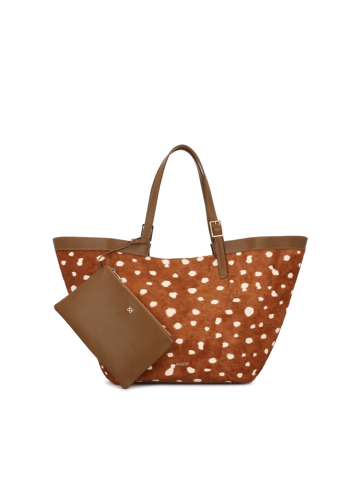 Large handbag with natural hair finish