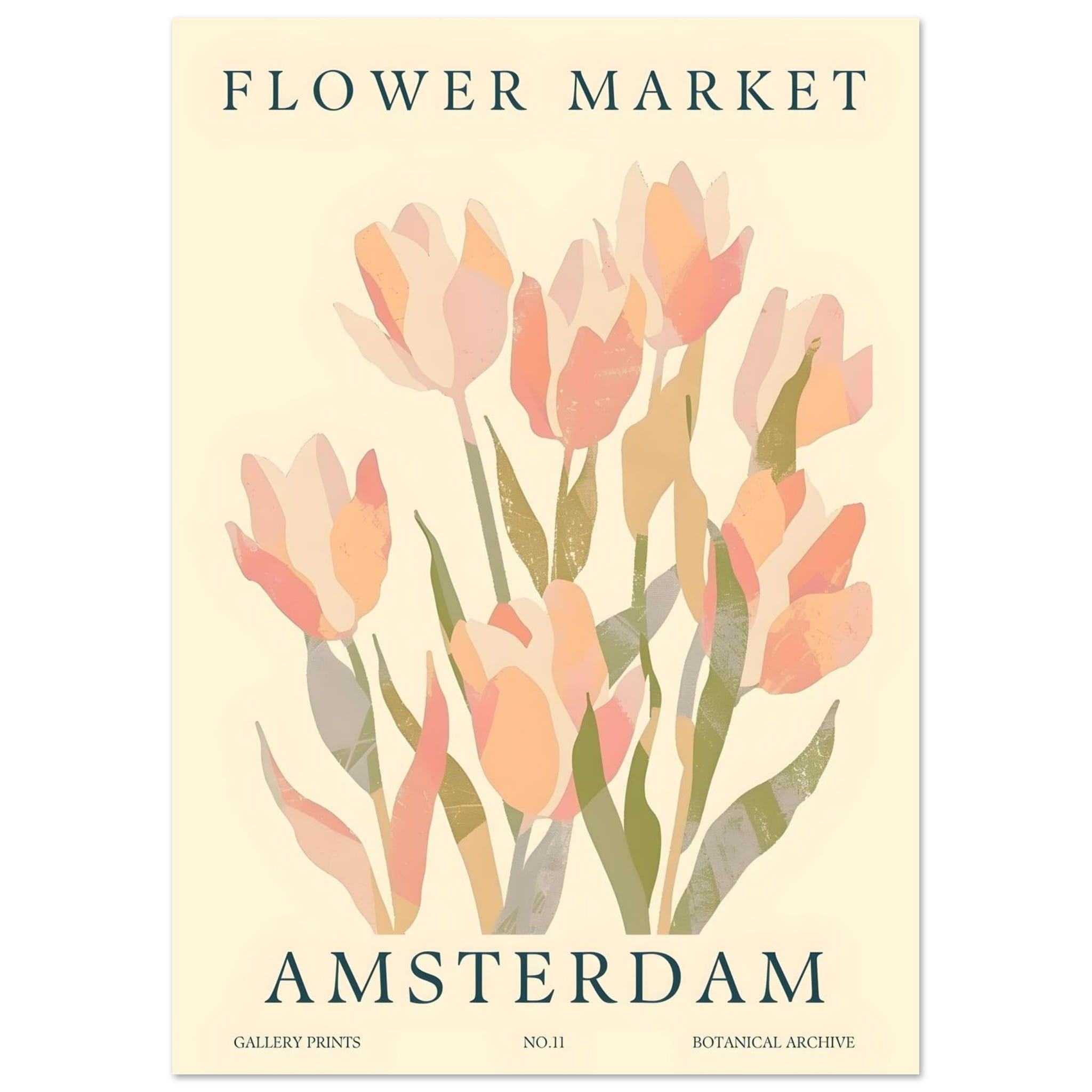 Artfulprints Poster Flower market - Amsterdam III  - A4 21x29.7 cm - Roze