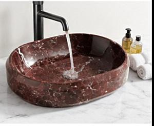Rosso Levanto Marble Vessel Sink: Handcrafted Burgundy Red Natural Stone Bathroom Vanity Basin