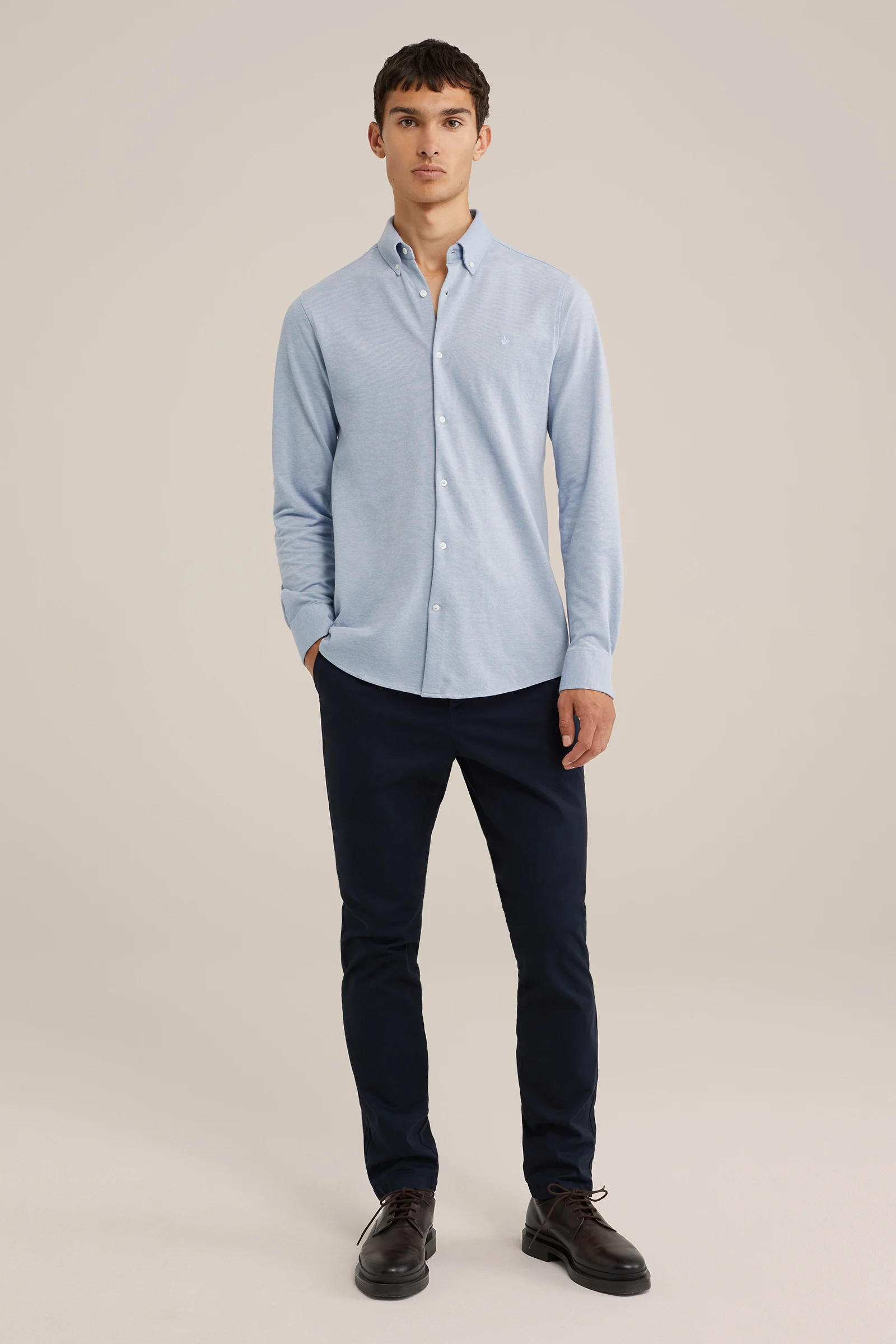 Heren tall fit overhemd van piqu&eacute;jersey