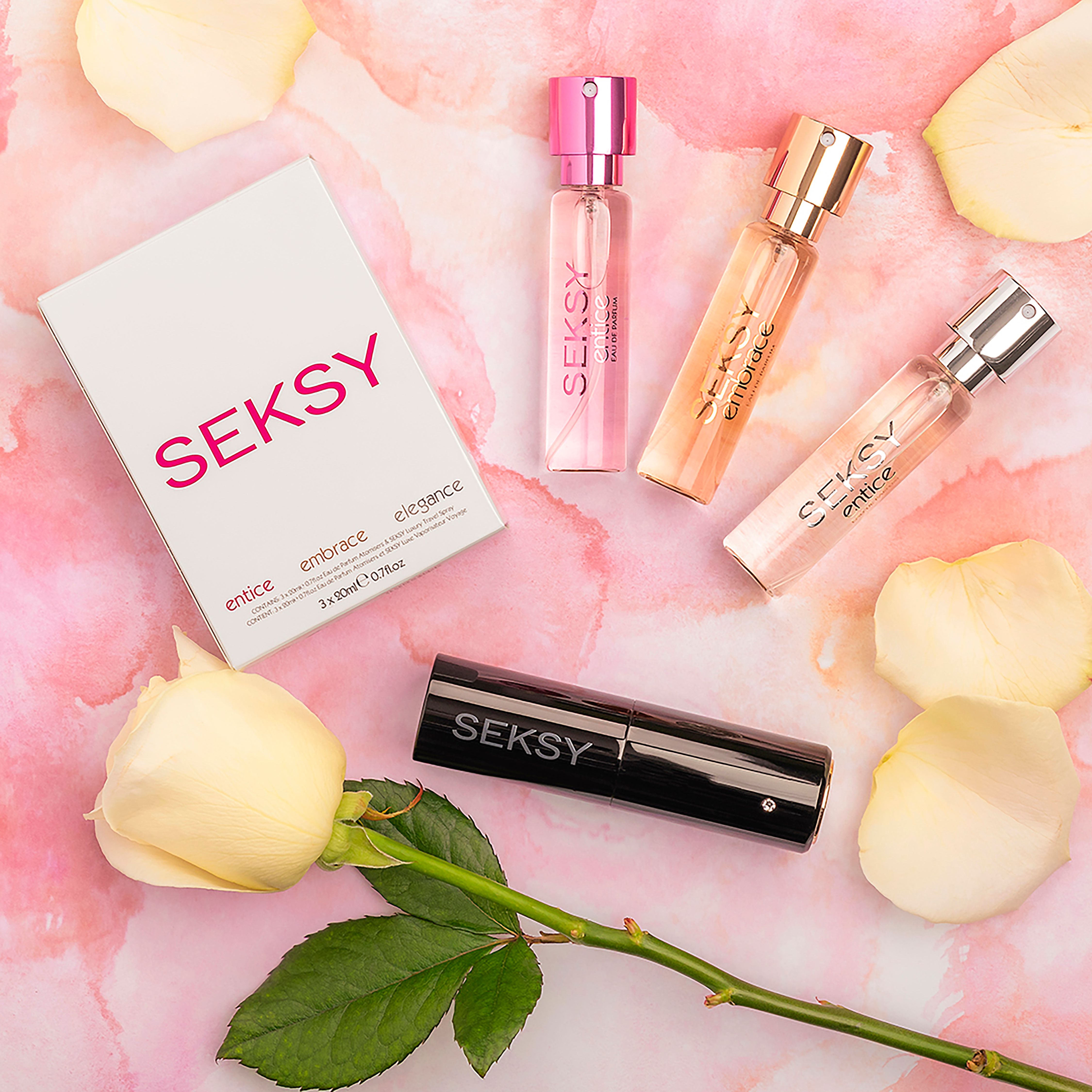 Seksy Travel Fragrance Collection (3 x 20ml Eau de Parfum) & Luxury Atomiser