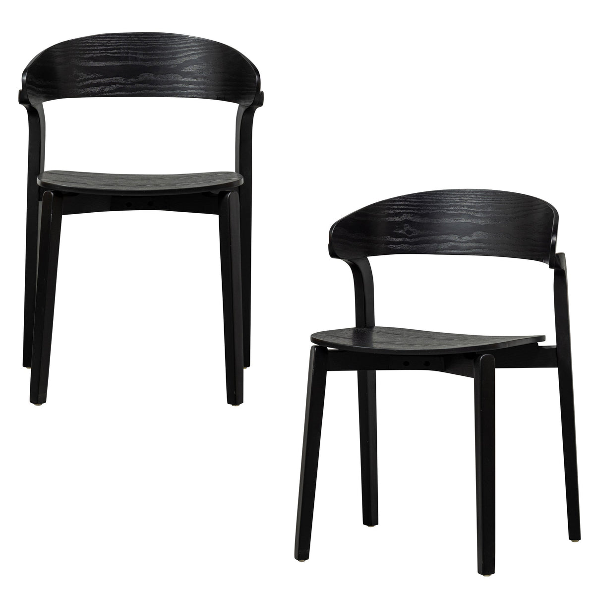 WOOOD eetkamerstoelen Cras - Hout - Zwart - Set van 2