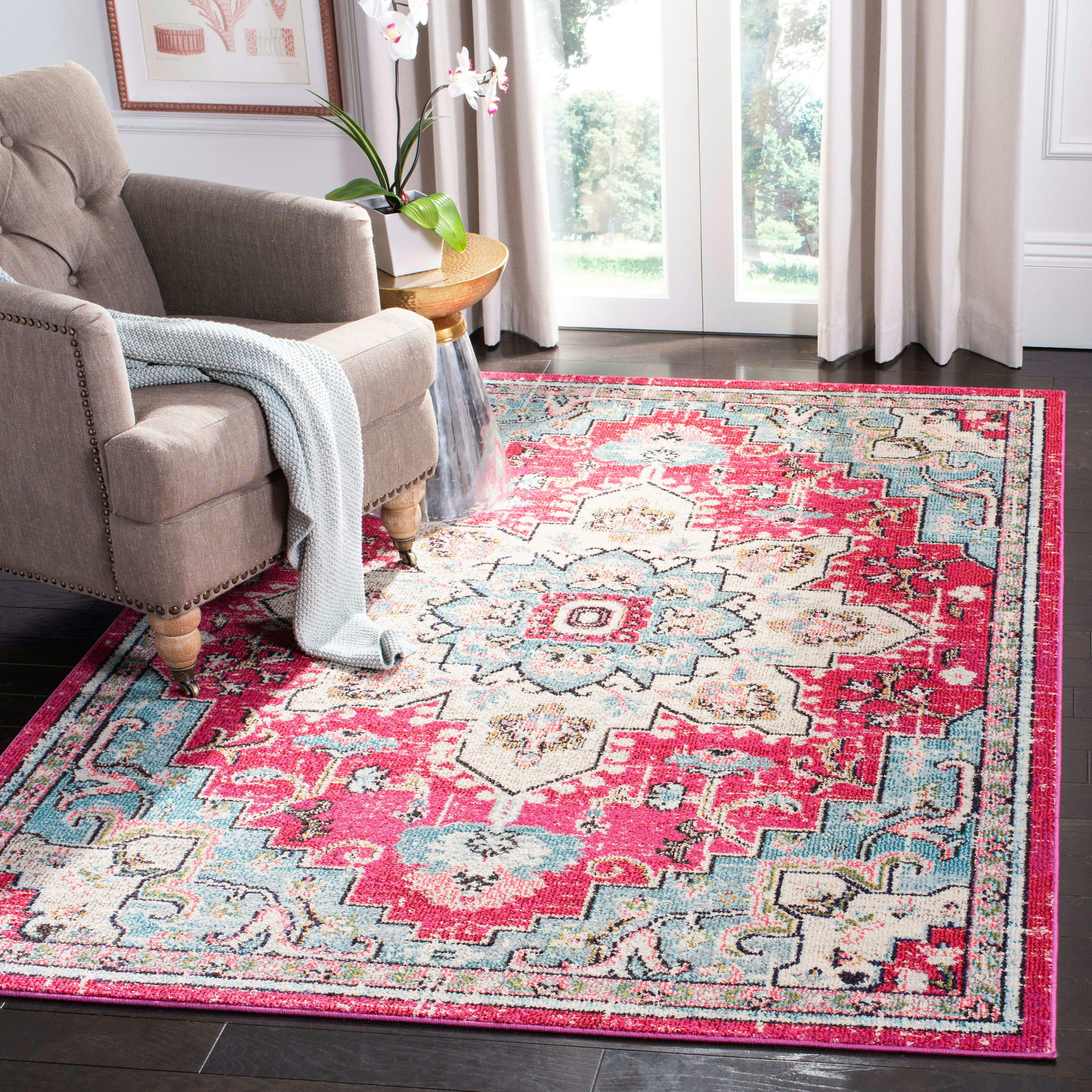 MADISON - Tapis de salon interieur en fuchsia & bleu, 160 x 229 cm