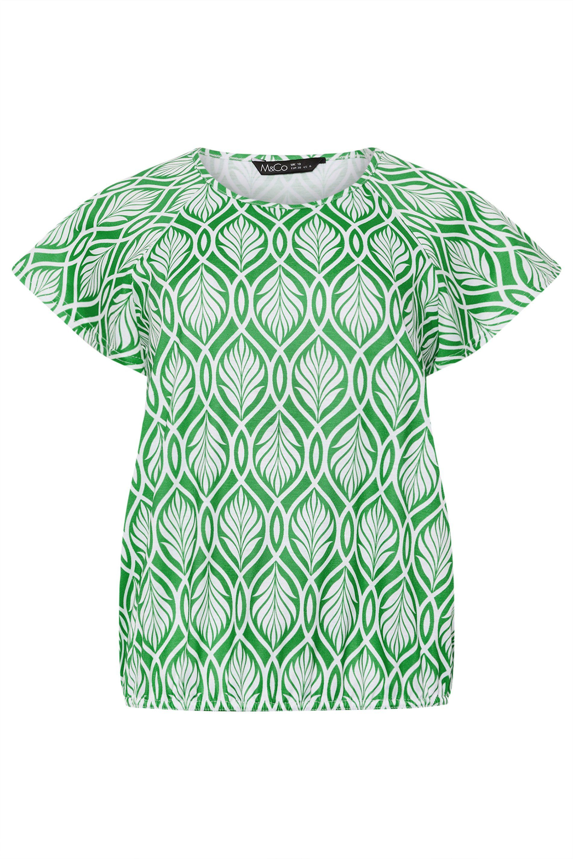 M&Co Abstract Print Scoop Neck Top