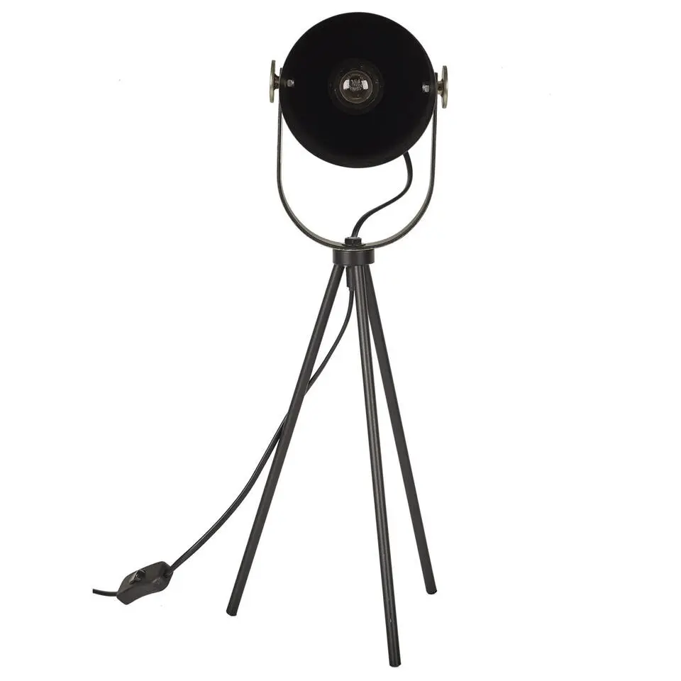 Home deco factory tafellamp industrieel - zwart - H46 cm