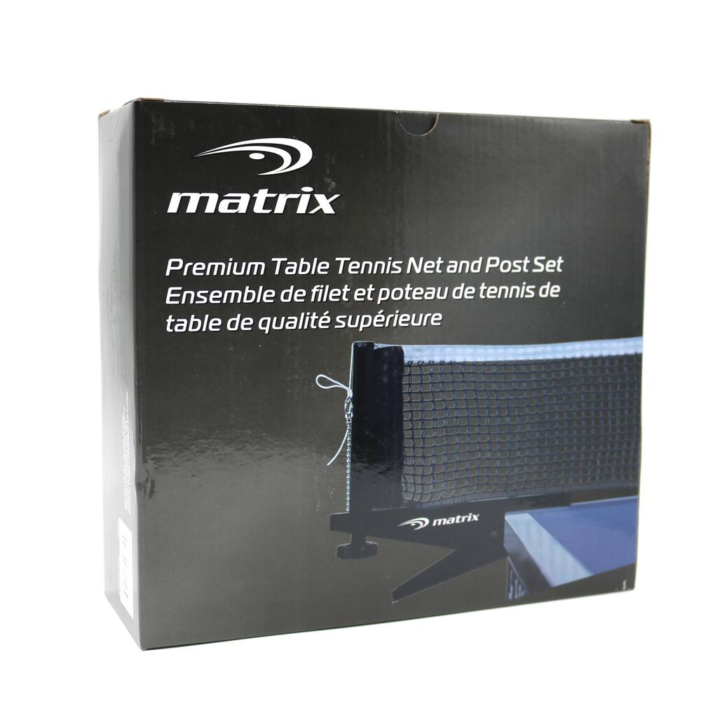 Matrix Premium Adjustable Clip-On Table Tennis/Ping Pong Net & Post Set, Black