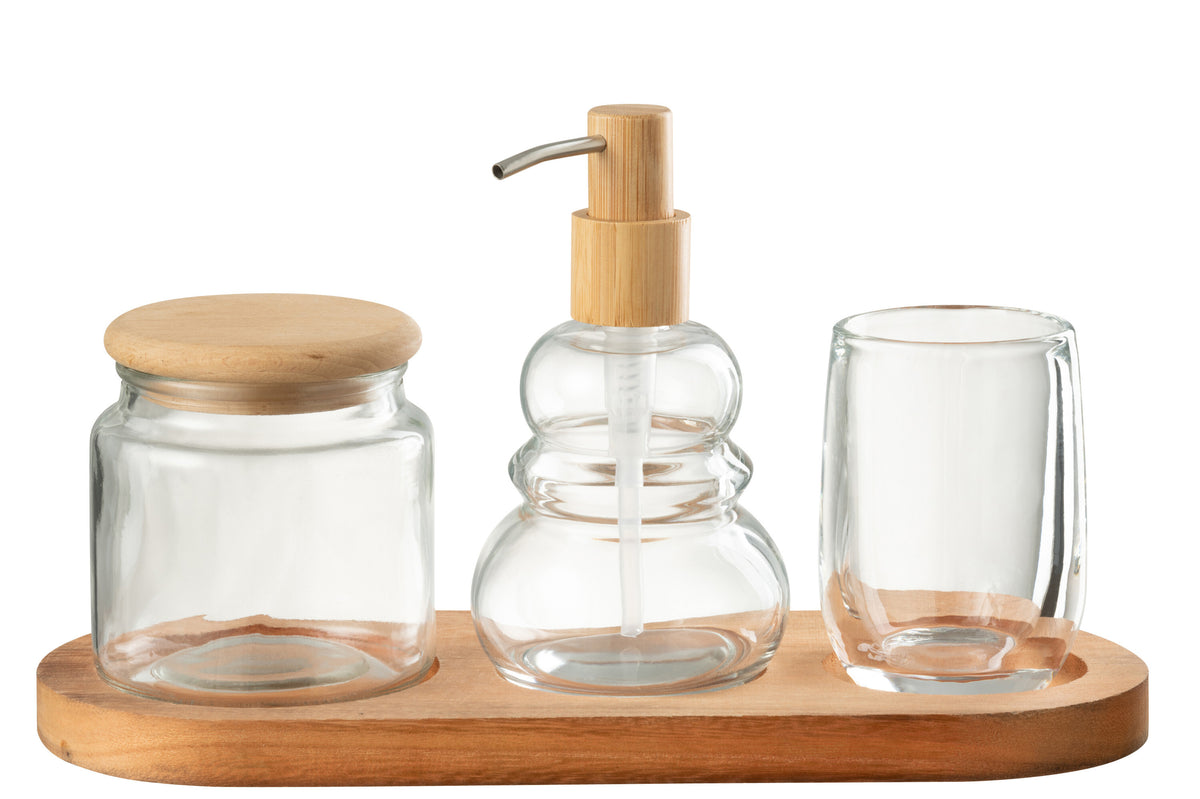 J-Line badkamerset - glas/hout - tansparant