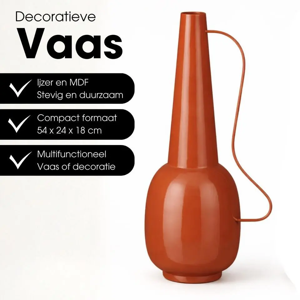 Mica Decorations Tosno Vaas Fluweel Bruin 43 cm