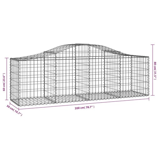 NNEVL Arched Gabion Baskets 2 pcs 200x50x60/80 cm Galvanised Iron