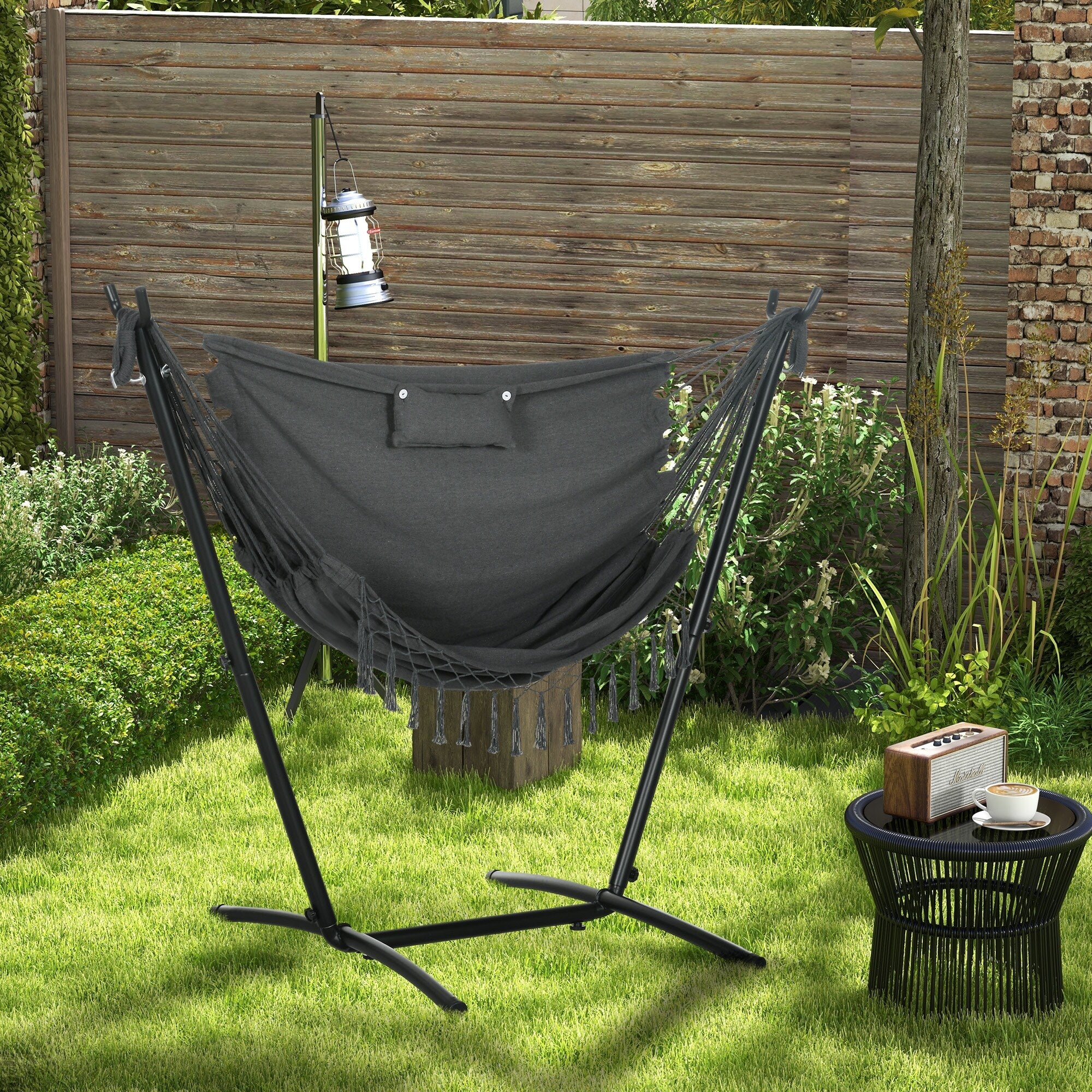Steel Hammock Chair with Stand & Headrest