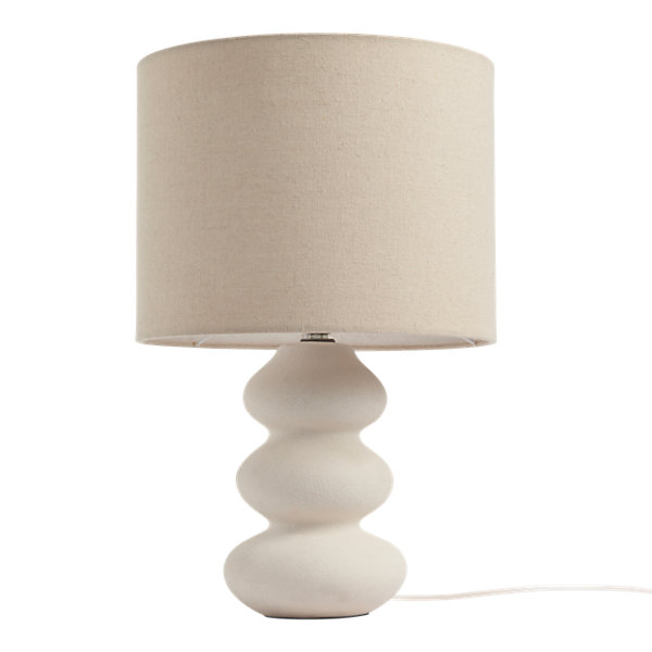 Lampe à poser en céramique et tissu blanc Spirea Ø.26 x H.40cm E27 15W GoodHome