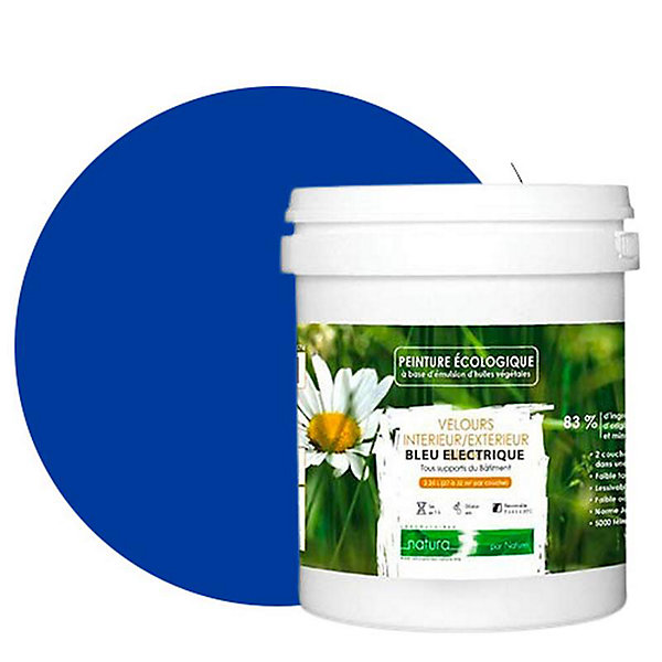 Bleu Electrique Peinture interieur exterieur aspect velours Natura - Bleu Electrique - 1L