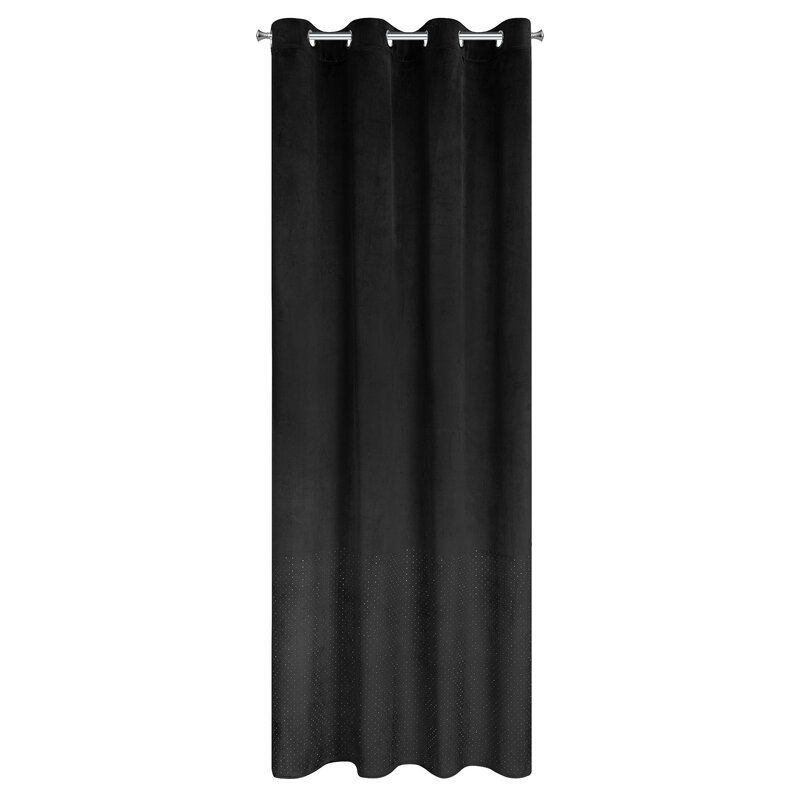 Zasłona na przelotkach welwetowa z diamencikami ARIADNA 140X250 czarna