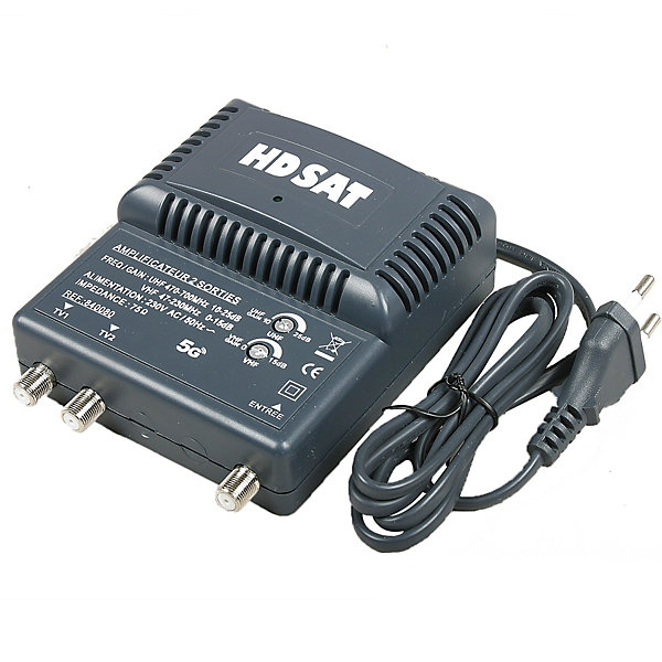 amplificateur TNT 2 sorties Gain 25dB   3 Fiches F HDSAT