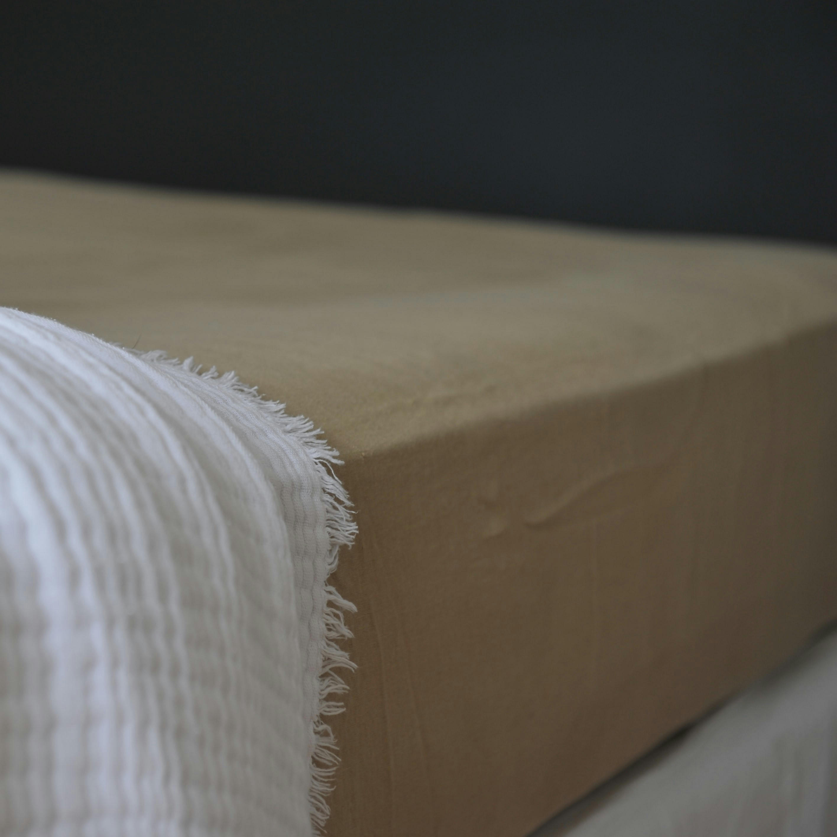 GAZE DE COTON LIGHT - Drap housse en gaze de coton light mastic 160X200X30 CM