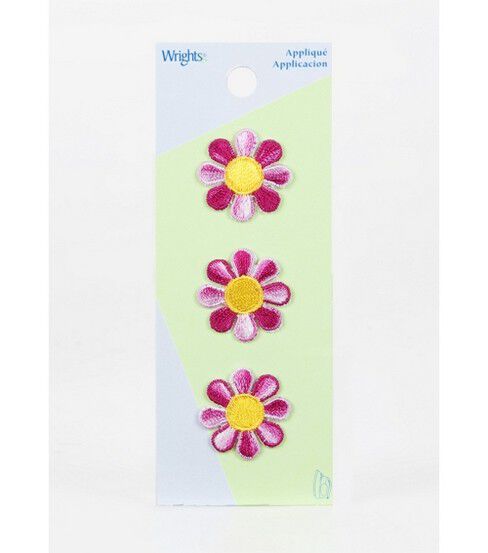Wrights 3pk Small Pink Tie Dye Daisy Iron On Patches