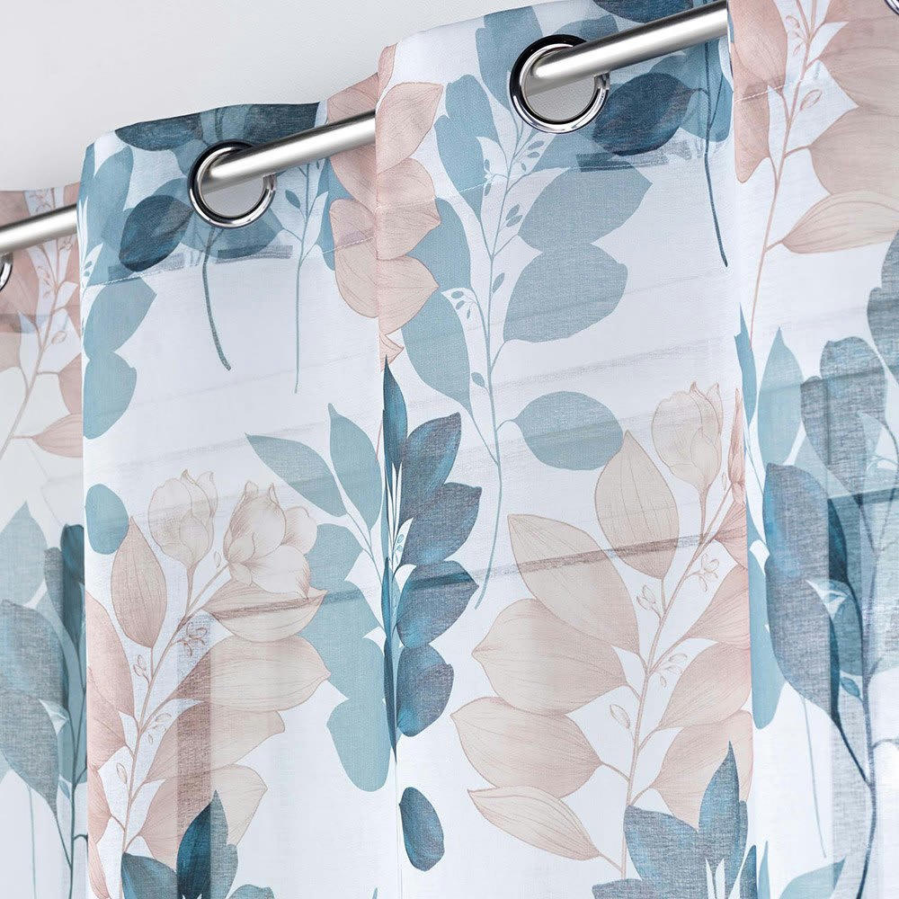 BELLINE - Voilage sable blanc bleu 140x240cm