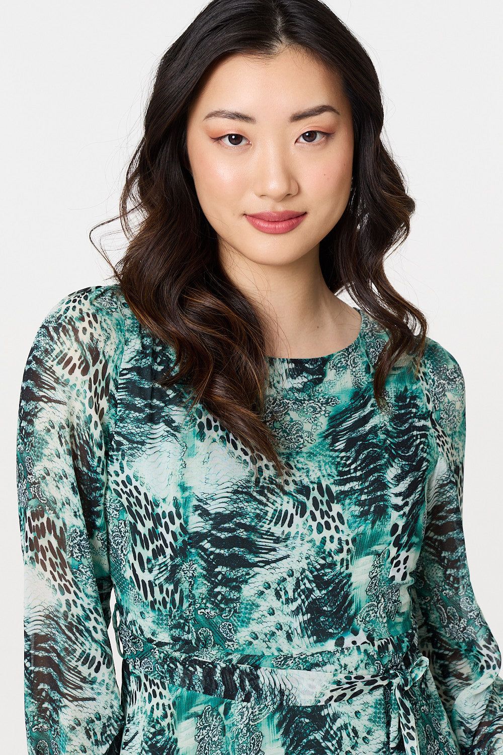 Izabel London Animal Print Semi Sheer Maxi Dress