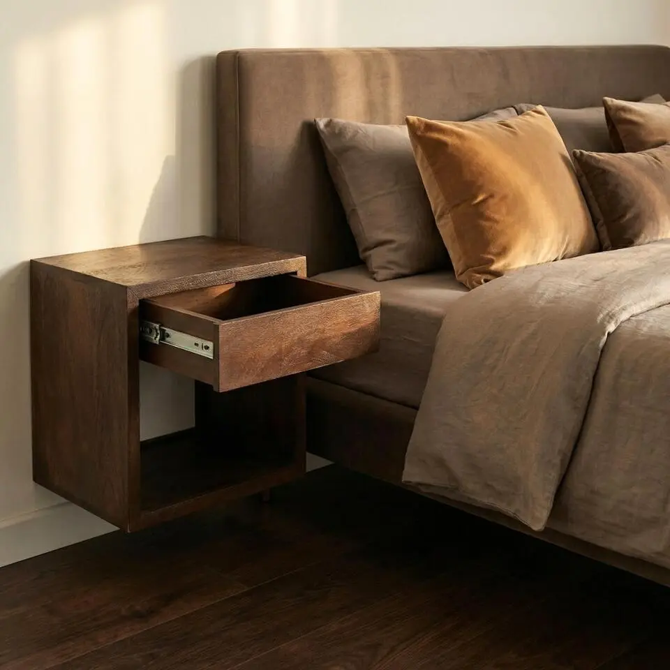 Nachtkastje Zwevend - Donkerbruin Hout - 40x30x40cm - Jeff