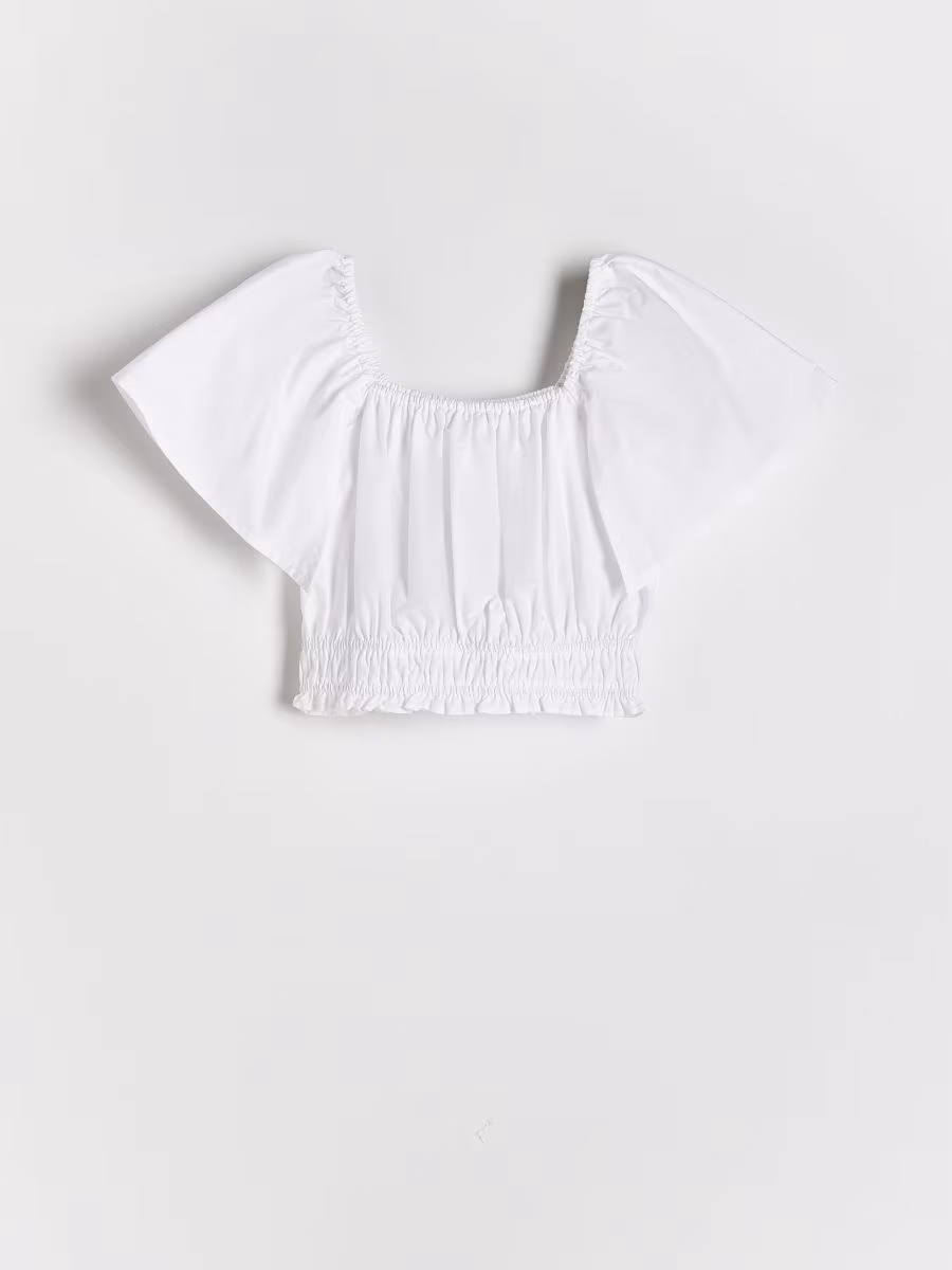 Plain Blouse With Puff Sleeves