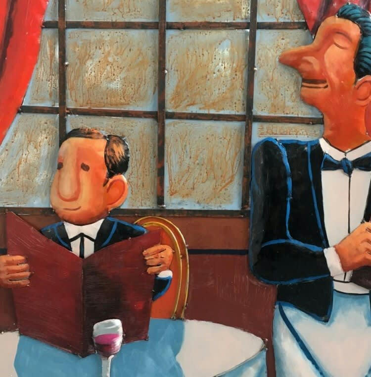 MÉTAL BRASS - Tableau relief en métal restaurant chic 100x80