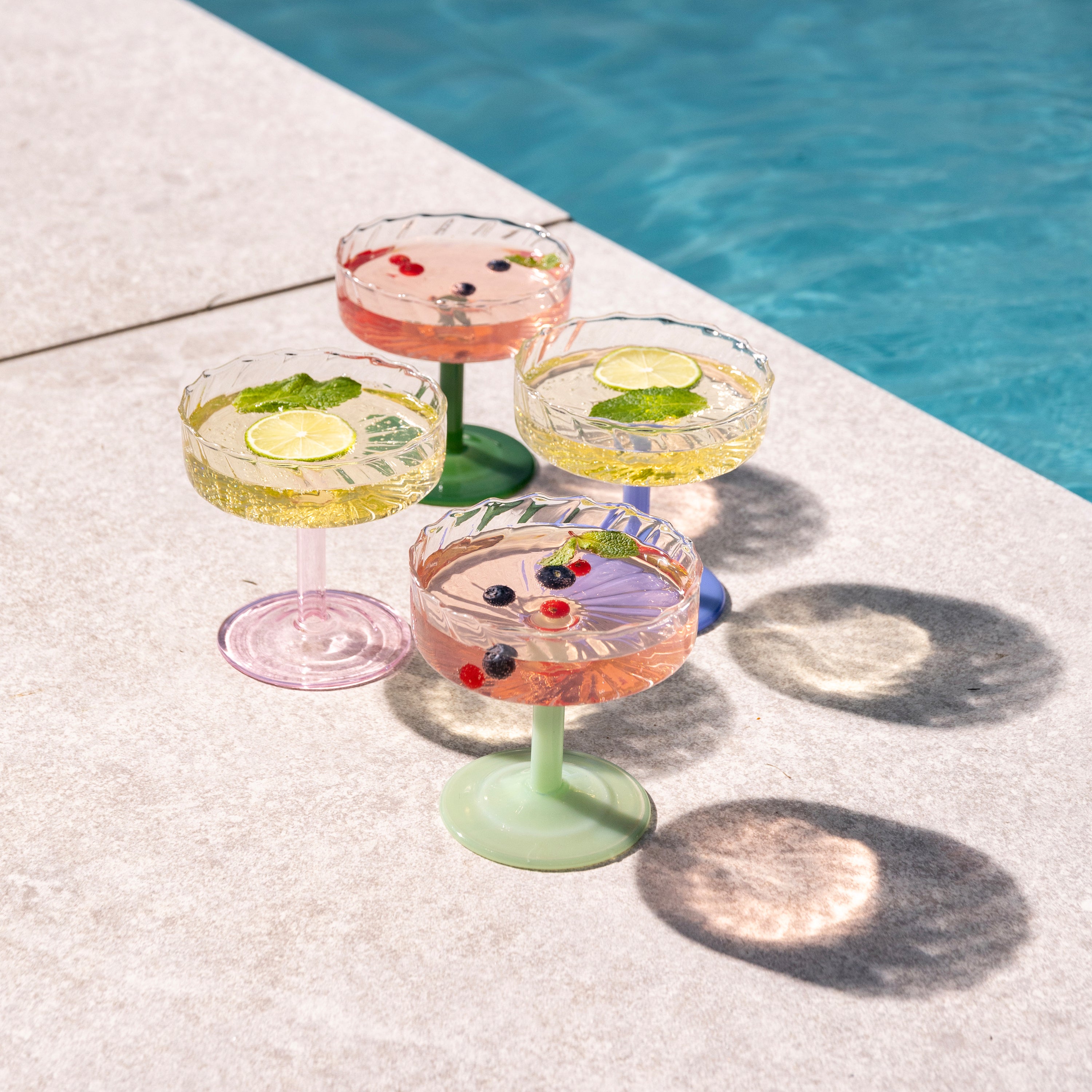 &k amsterdam Coupe Twirl Champagneglazen - Roze - Set van 2