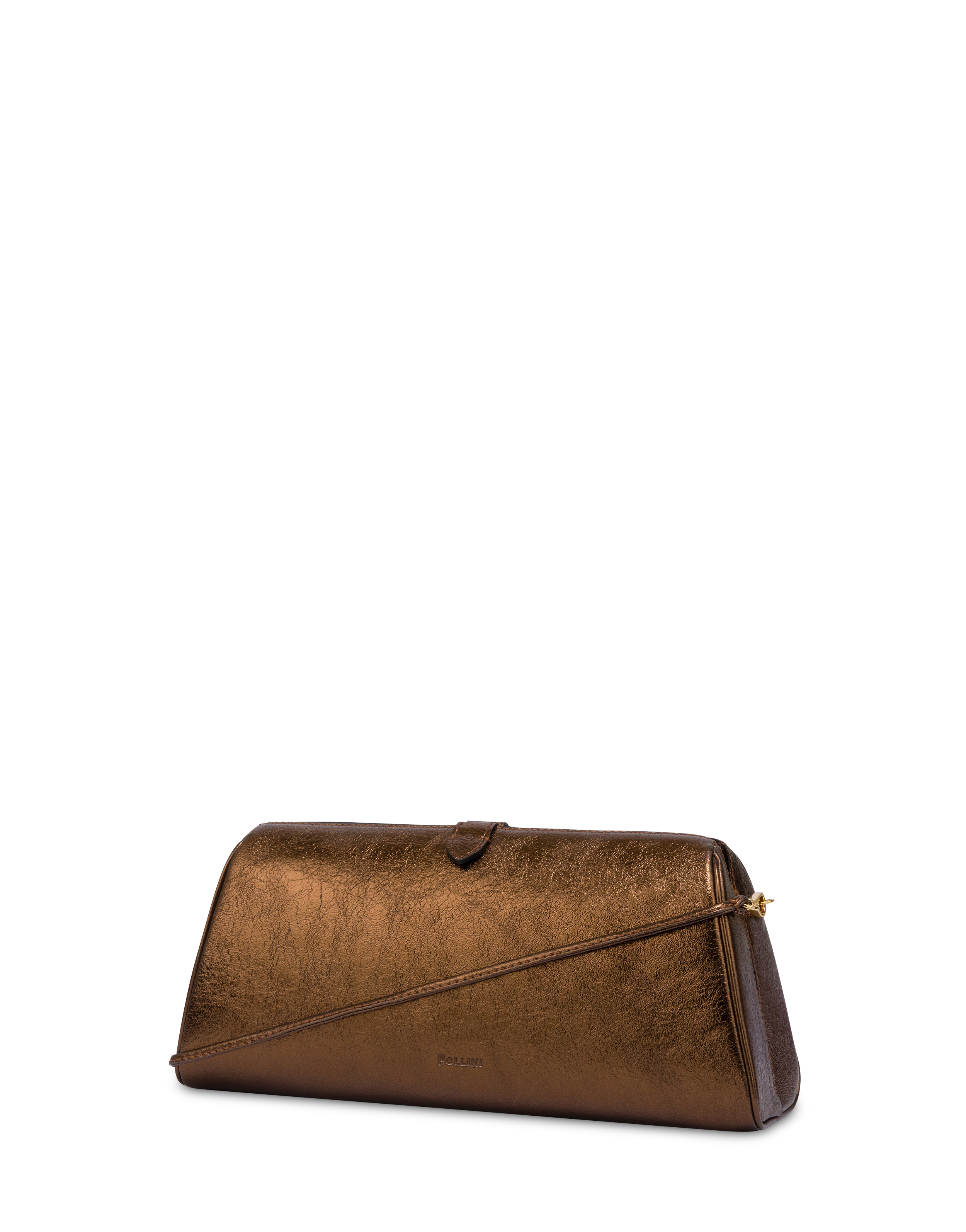 Pochette Shell In Vitello Laminato Cuoio