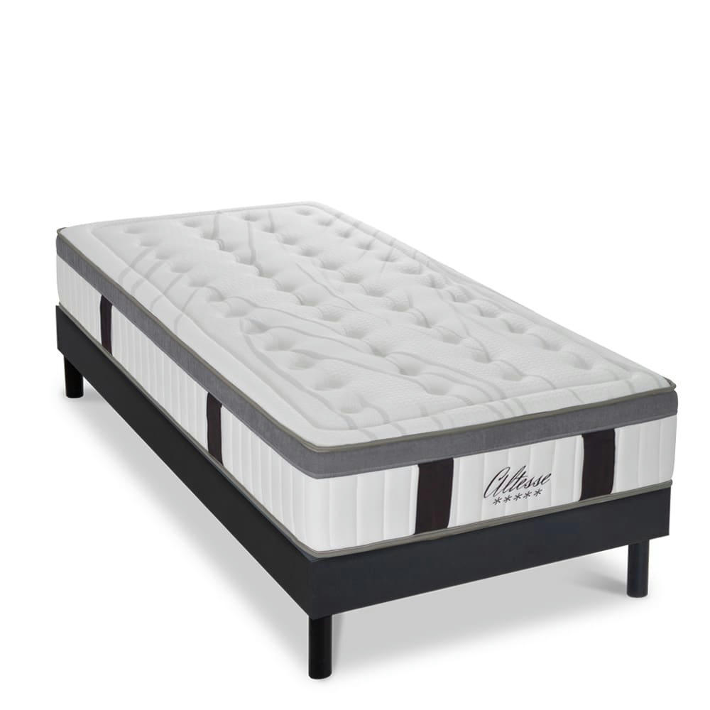 ALTESSE - Ensemble matelas à Mémoire de forme et sommier noir 90x200