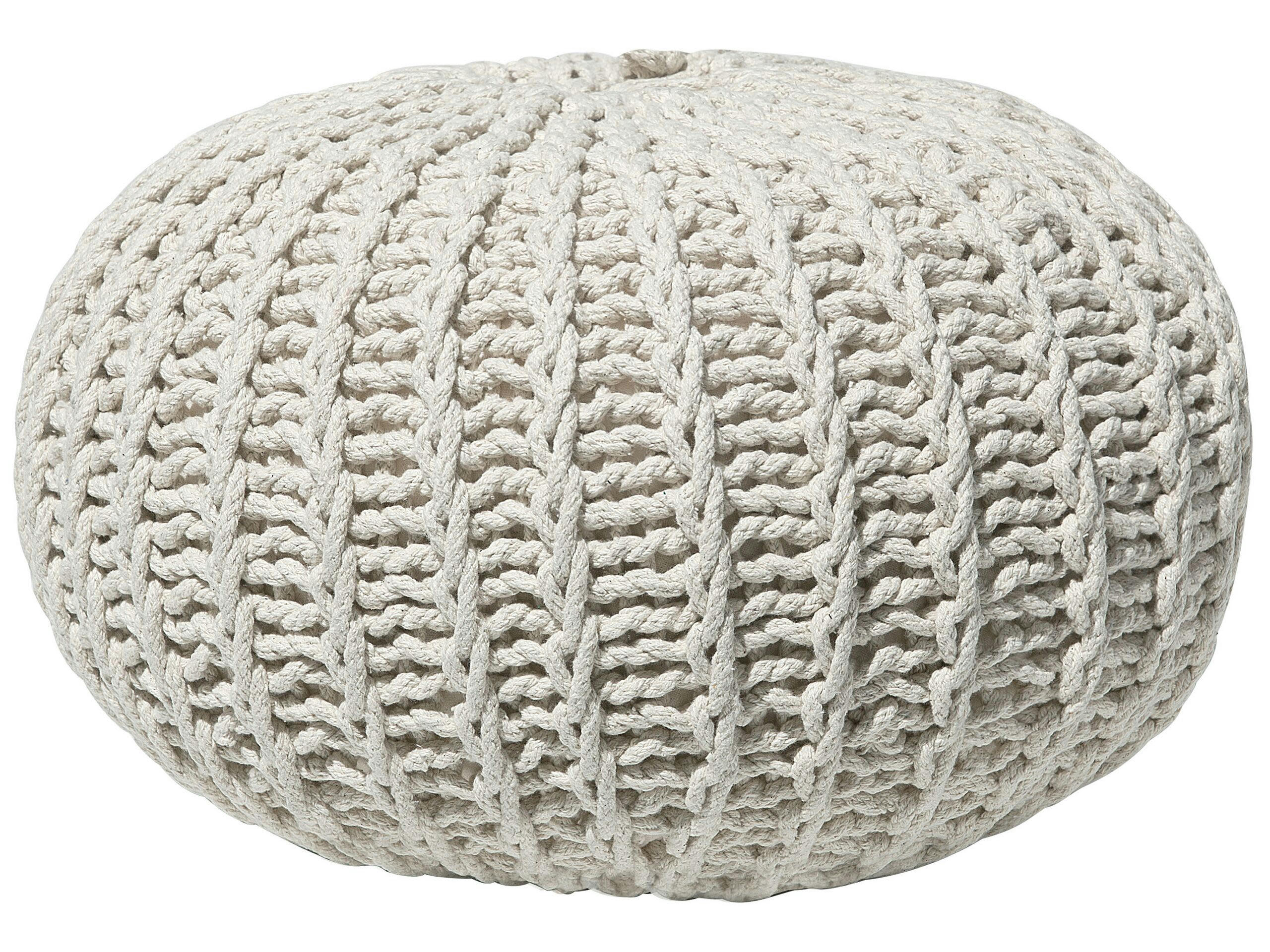 CONRAD - Pouf en coton beige 50 x 35 cm II