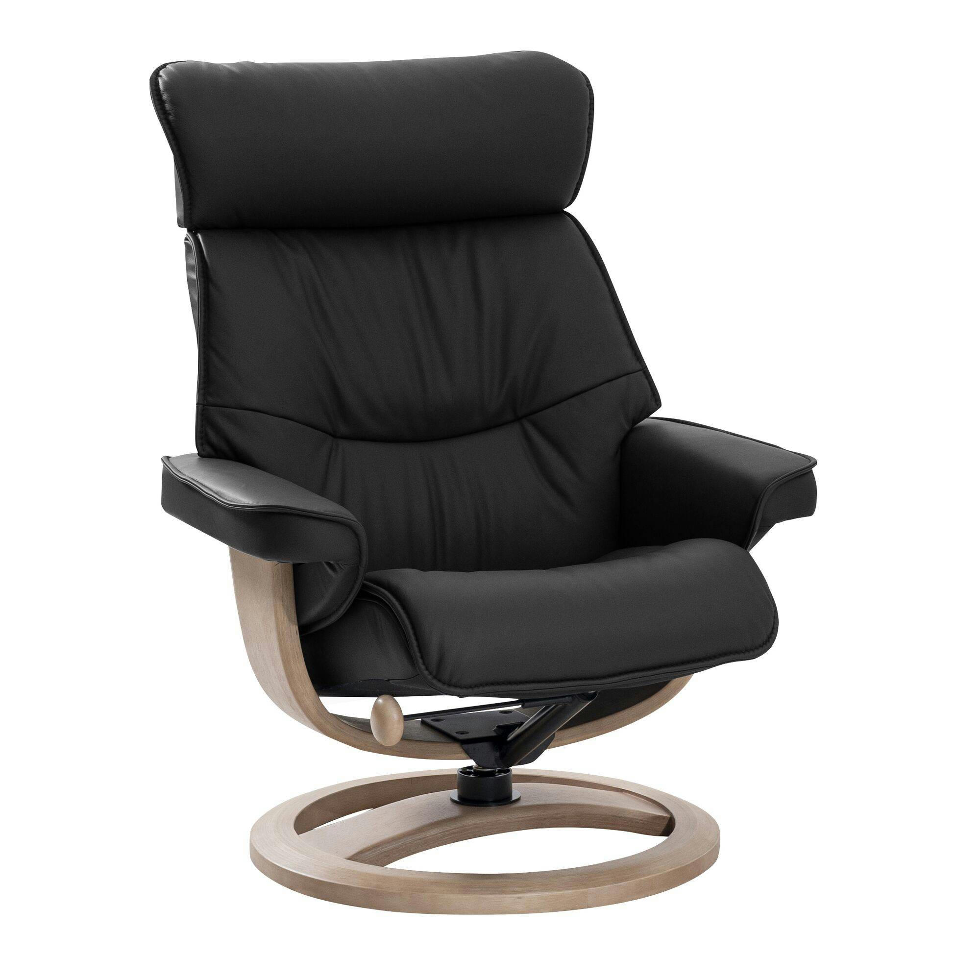 EDEN - Fauteuil de relaxation avec repose pieds en cuir noir