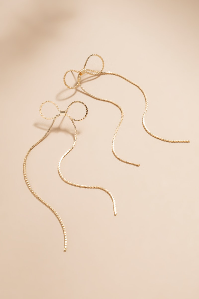 Tara Thin Bow Drop Earrings