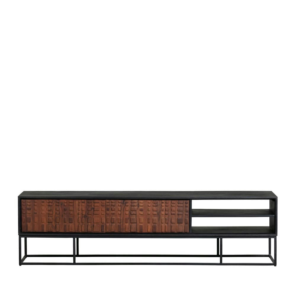 NUTS - Meuble TV 2 portes en bois noyer