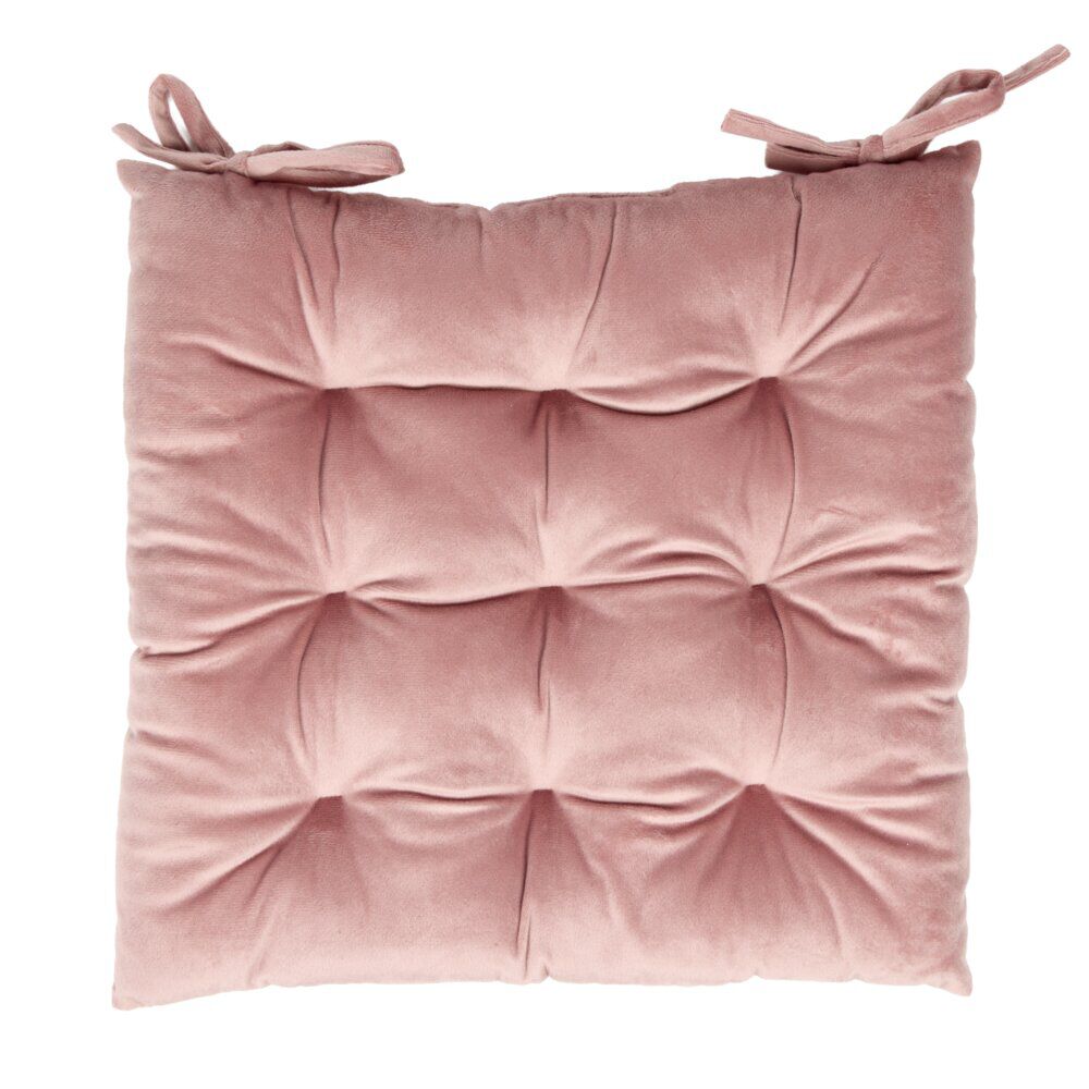 Galette de chaise carrée à nouettes 9 points polyester couleur unie (3 modèles)