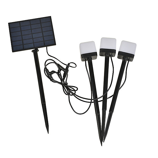 3 spots à piquer d'extérieur solaire LED intégrée noir 1W Corep
