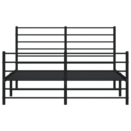NNEVL Metal Bed Frame with Headboard and Footboard Black 153x203 cm Queen