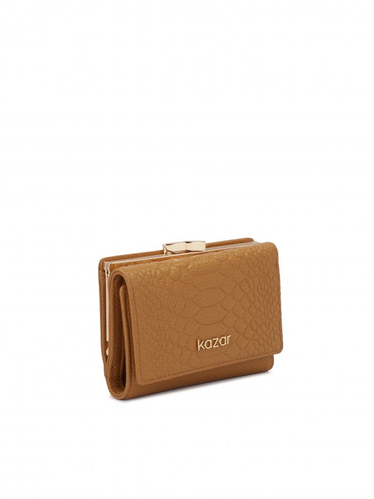 Light brown embossed leather wallet