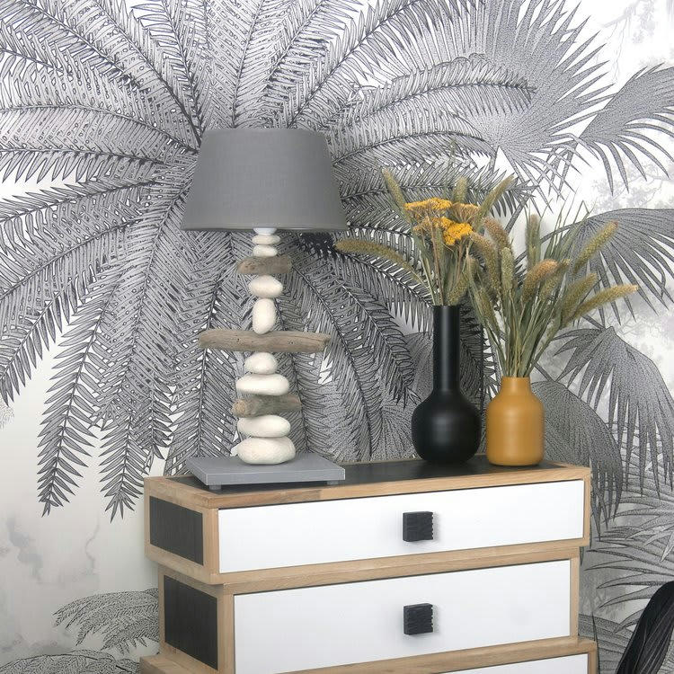 ESPRIT DE LAGON - Lampe à poser bois recyclé en bois gris