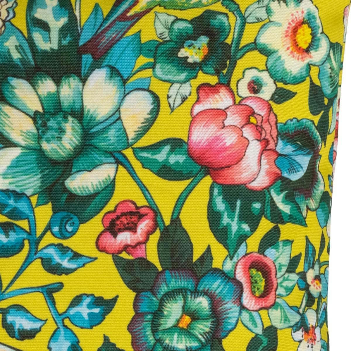 NILA - Housse de coussin extérieur fleuri jaune 60x60