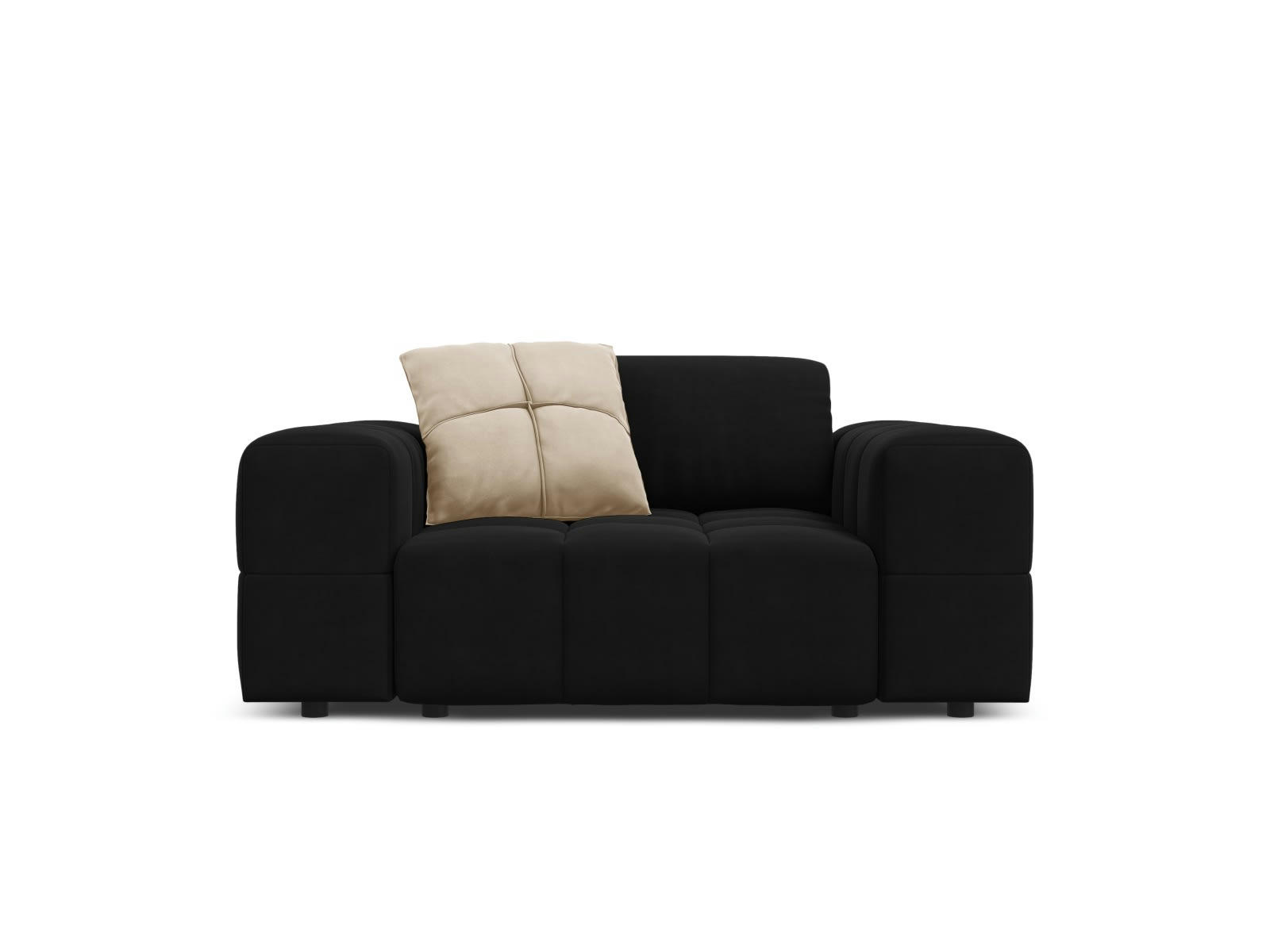 LUC - Fauteuil en tissu velours noir